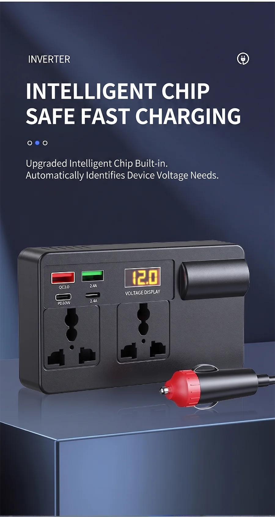 200W 12V to 220V Car Power Inverter