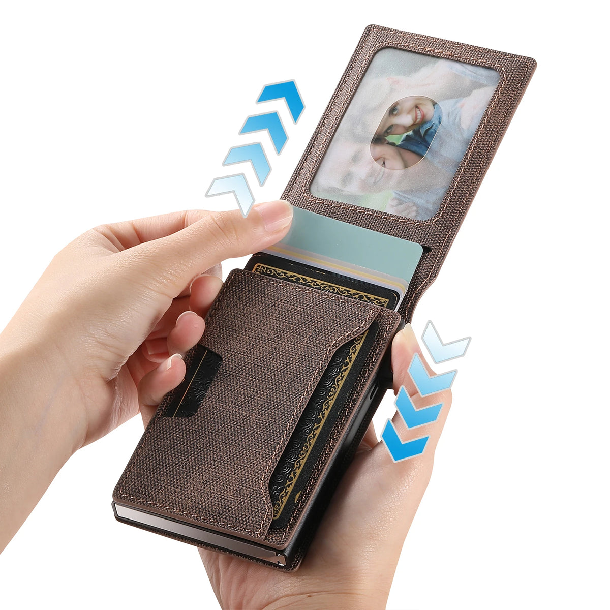 Push-Out Card Holder Wallet – Slim Faux Leather, Holds up to 12 Cards