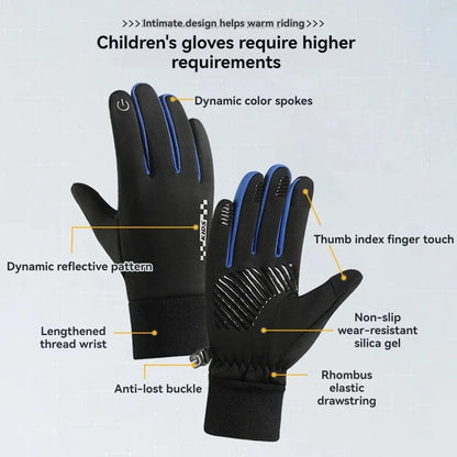 Fleecegefütterte Winter-Touchscreen-Handschuhe für Kinder – Rutschfest (Alter 5–14)