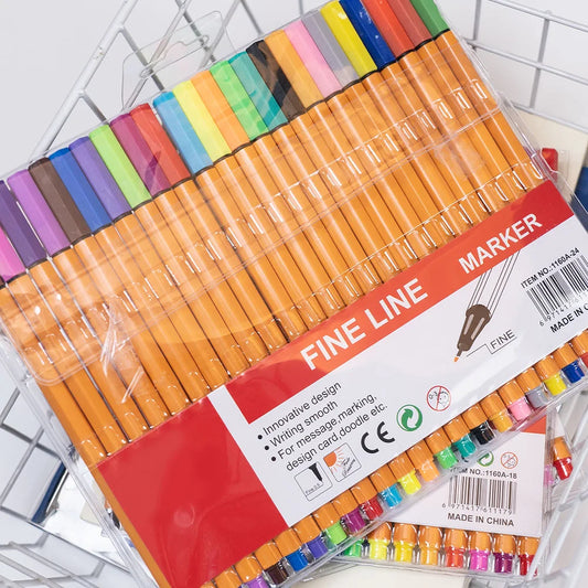 Colorful Fineliner Marker Set – 6/12/18/24 Colors Water-Based Micron Pens for Drawing, Manga & Art