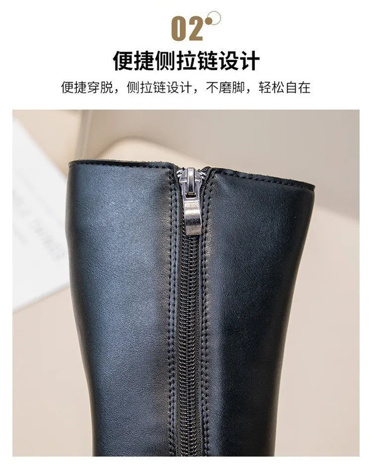 Girls' Waterproof Knee-High Boots with Bow & Lace