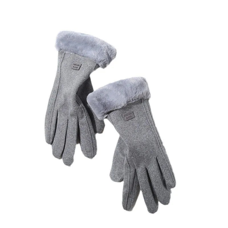 Women's Thick Plush Suede-Feel Touchscreen Gloves