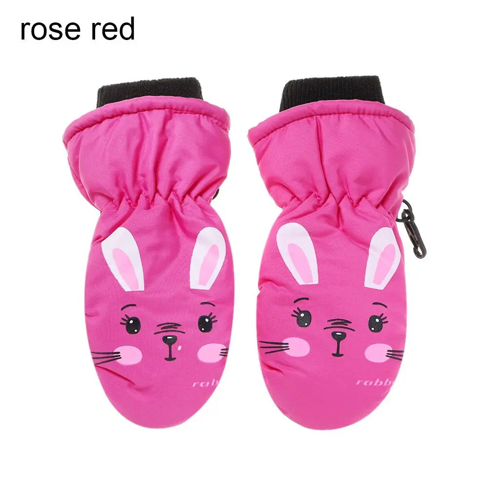 Kids' Bunny Snow Mittens – Velvet-Lined Toddler Ski Mittens