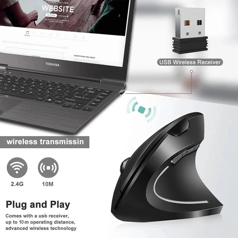 Vertical Ergonomic Wireless Mouse – 2.4 GHz, Adjustable DPI