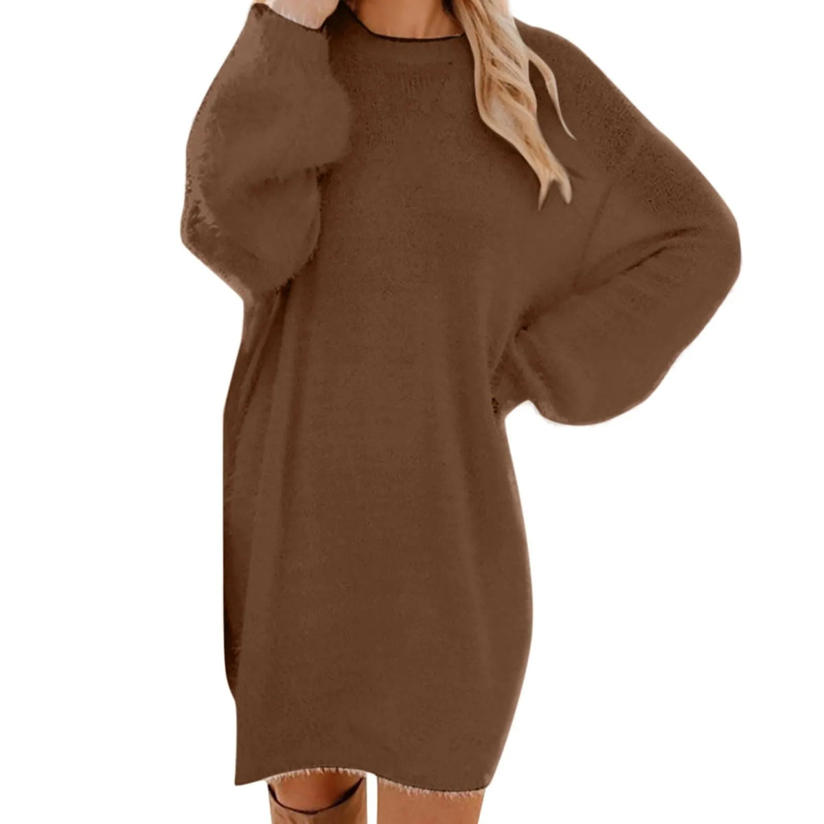 Women's Crewneck Knee-Length Sweater Dress