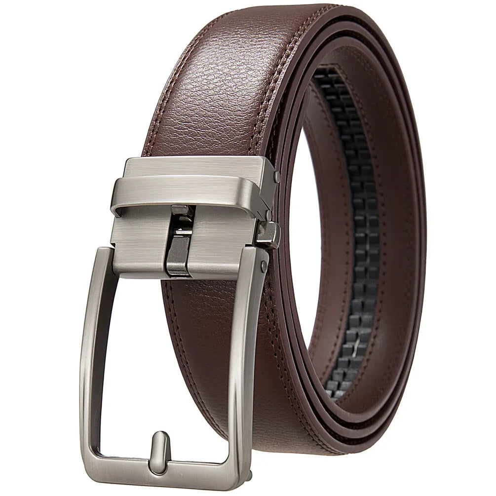 Men's Leather Click Belt – Automatic Buckle, Sizes up to 170 cm
