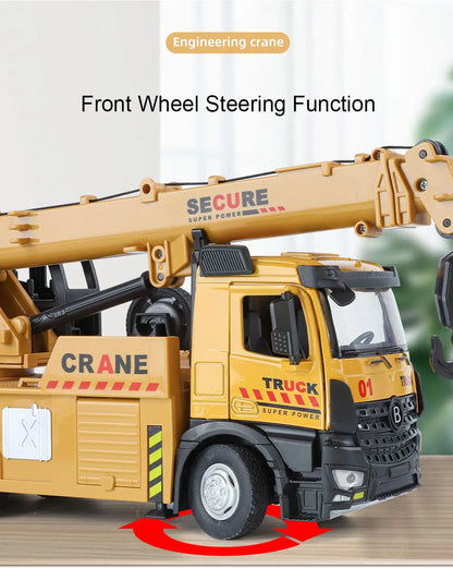 1:24 Diecast Crane & Mixer Truck with Lights, Sounds & Pull-Back