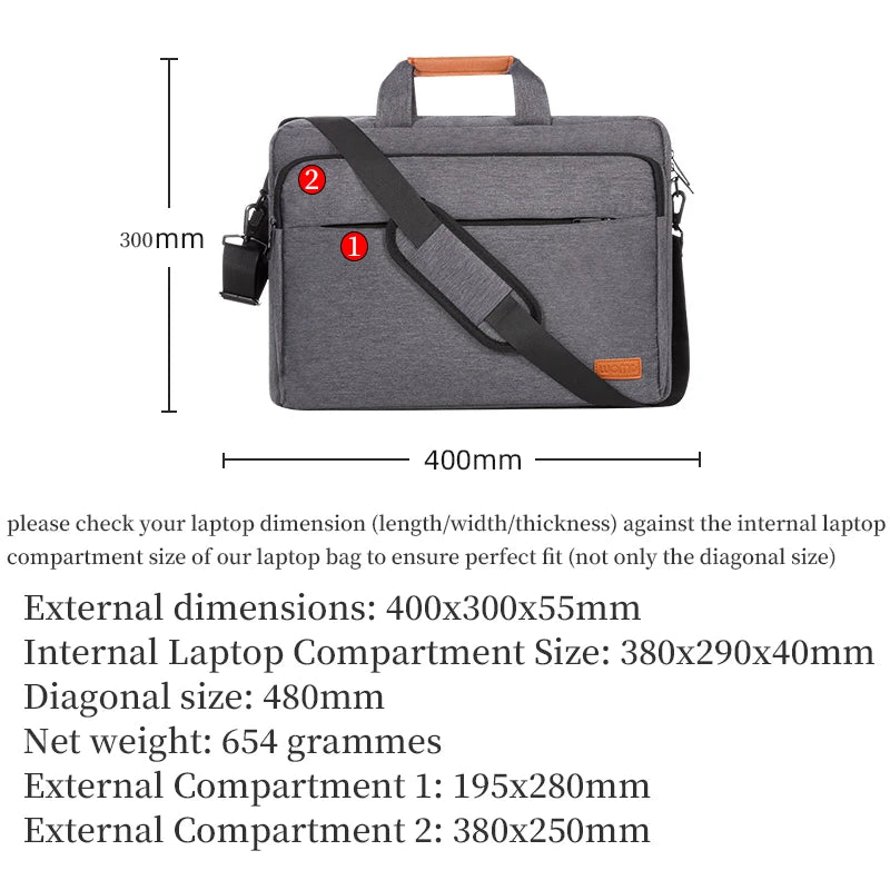 Men's 15.6" Laptop Messenger Bag - Business Briefcase for MacBook, Dell & Lenovo