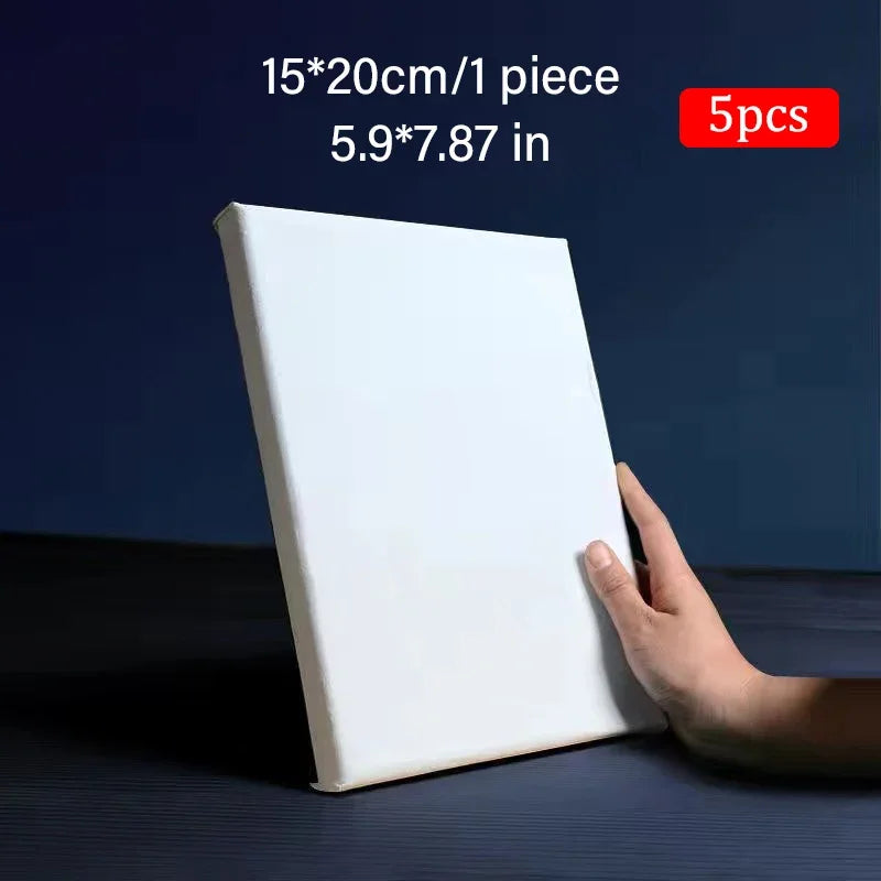 5-Pack White Blank Artist Canvas Boards – Wooden Frame Cotton Canvases for Oil, Acrylic & Watercolour Painting