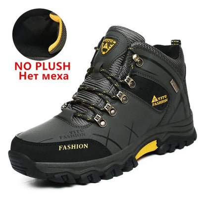 Botas de invierno y nieve impermeables de cuero dividido para hombre