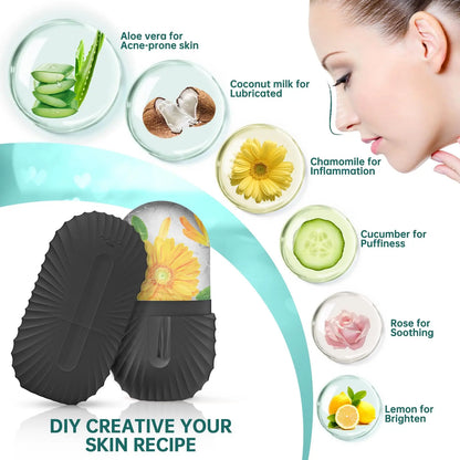 Ensemble rouleau à glace et Gua Sha pour le visage | Rouleau facial en silicone pour lifter, sculpter et masser