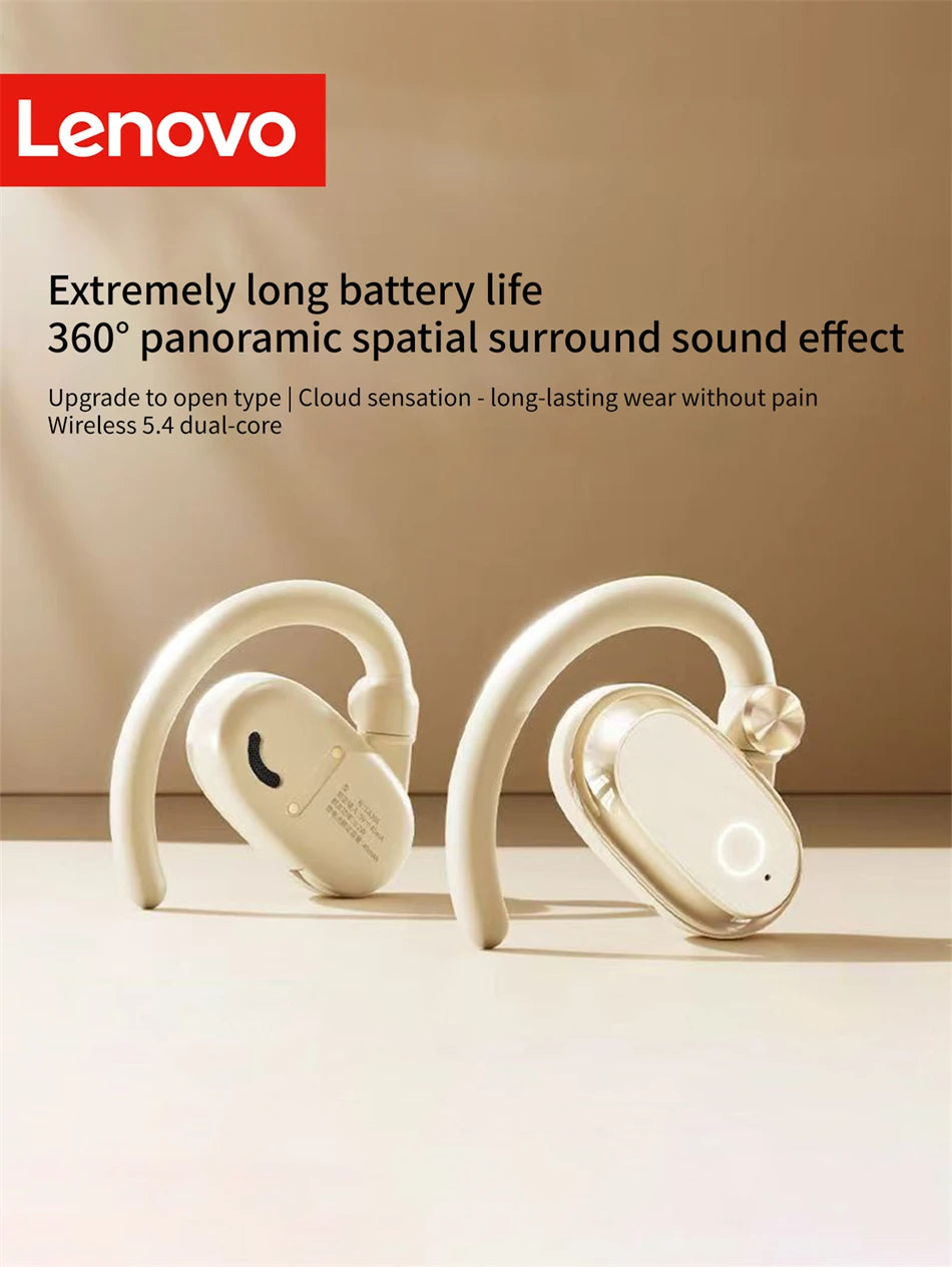 Lenovo EA366 Open-Ear Wireless Earbuds – Ear-Hook Bluetooth Headphones with Charging Case
