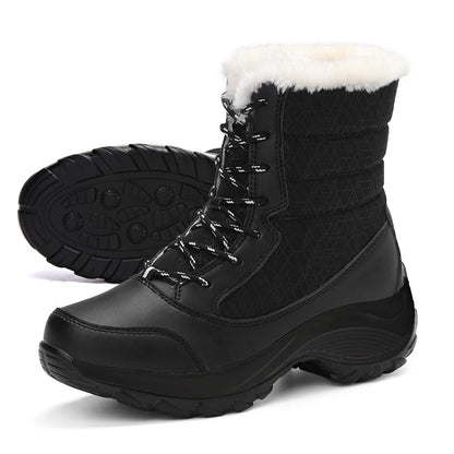 Botines de cuña con plataforma y forro de felpa para mujer AZGB
