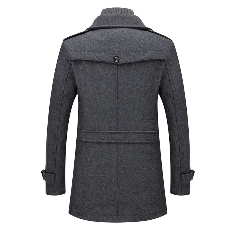 Men's Casual Business Woolen Overcoat Double-Collar Cold-Resistant Jacket Fashionable Autumn Winter 2025