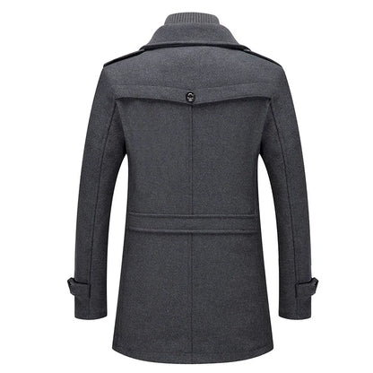 Abrigo largo de poliéster para hombre Rindu con cuello desmontable