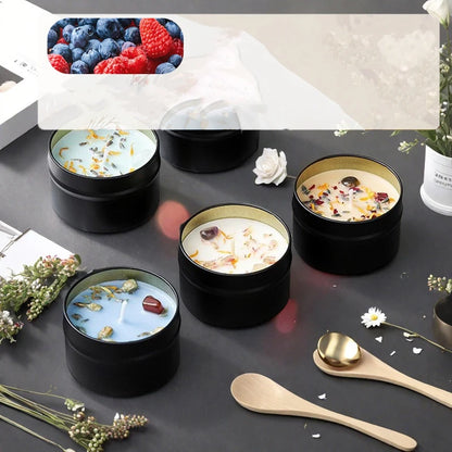 Kristall-Sojawachs-Kerze mit Trockenblumen in Eisen-Dose | 7 Farben | 20 Std. Brenndauer | Party & Geschenk