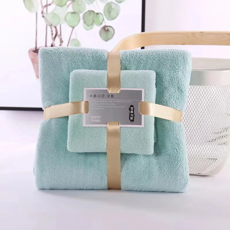 2-Piece Coral Fleece Bath Towel Set – Bath Towel & Hand Towel