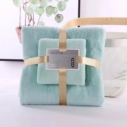2-teiliges Korallenfleece-Badetuch-Set – Badetuch & Handtuch
