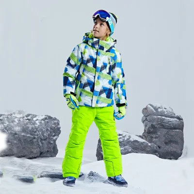-30 Degree Kids Ski Suit Boy Girls Winter Outdoor Sports Waterproof Skiing Snowboarding Jackets Snow Pants Children Clothing Set