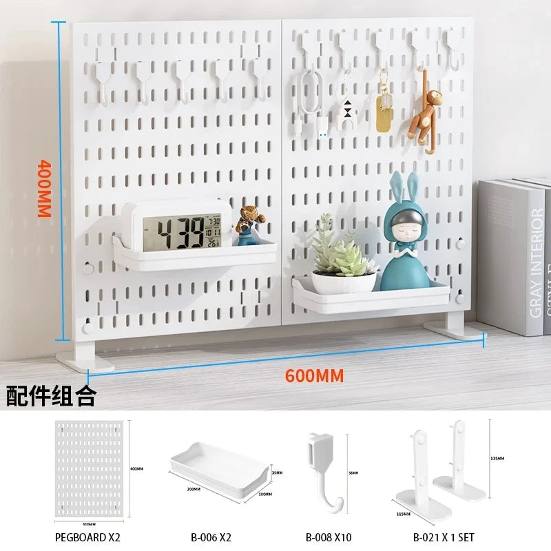 No Drill Desktop Pegboard Rack Gaming Room Organizer For Controllers Headphones Switch Figurine Stationery Storage