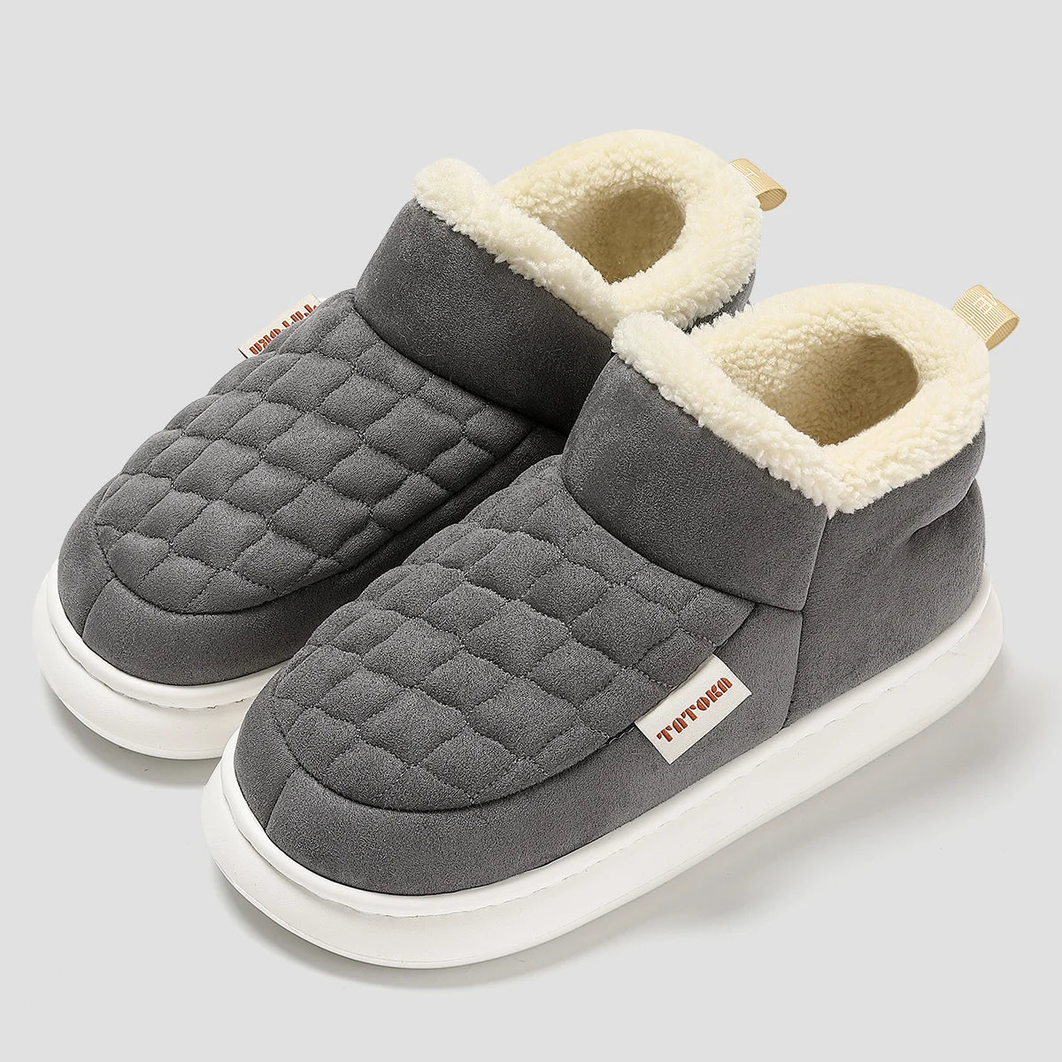 Women's Winter High-Top Fur Lined PU Leather Snow Boots Waterproof Cotton Shoes Warm Fashionable Short Tube EVA Inner Material
