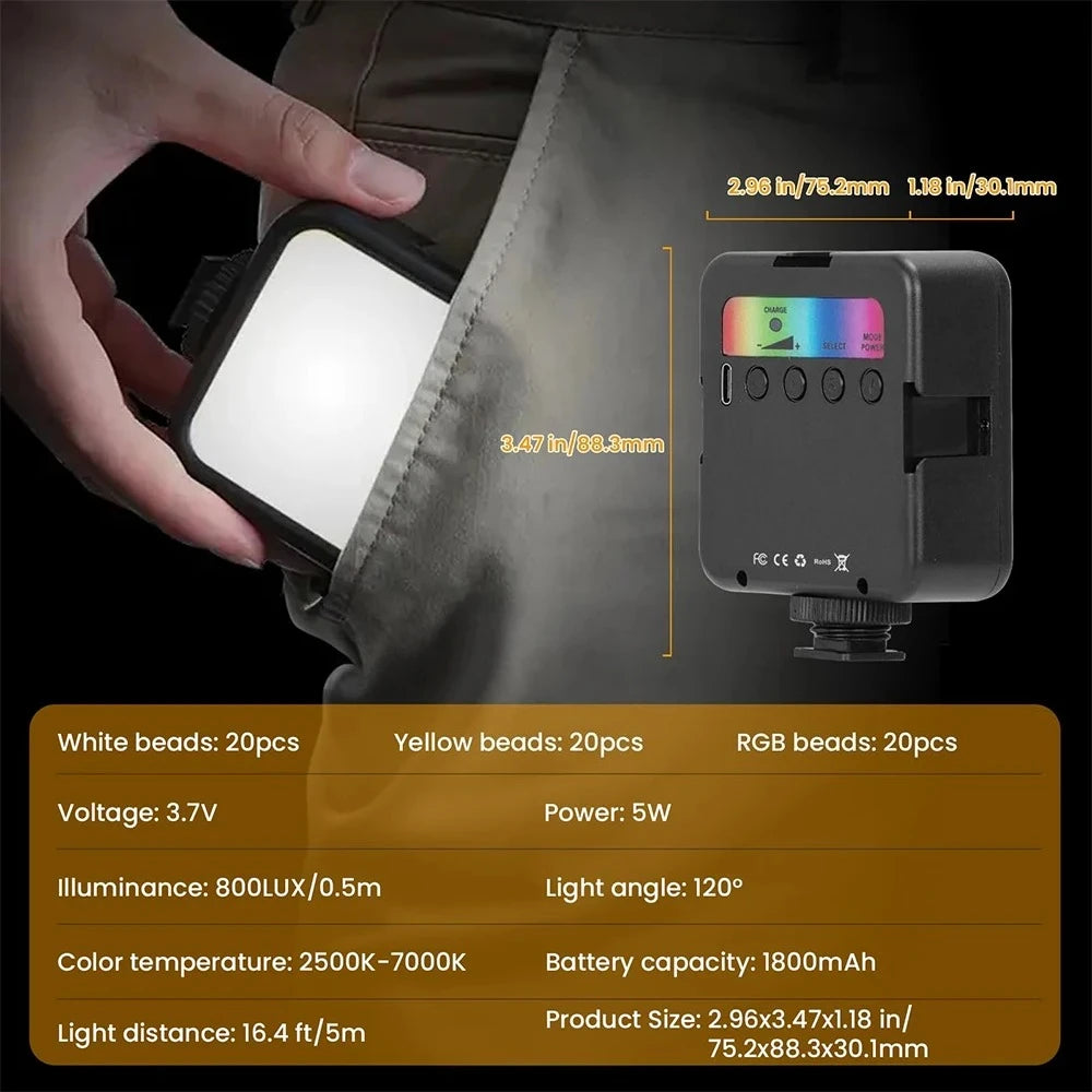 Pocket RGB Video Light – Rechargeable Mini LED Fill Light
