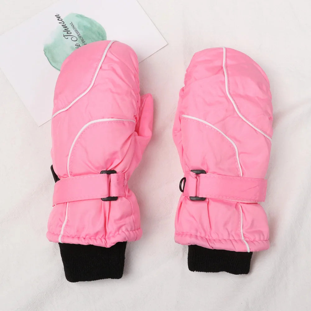 Kids' Adjustable Ski Gloves – Velvet-Lined Snow Gloves (Ages 5–9)