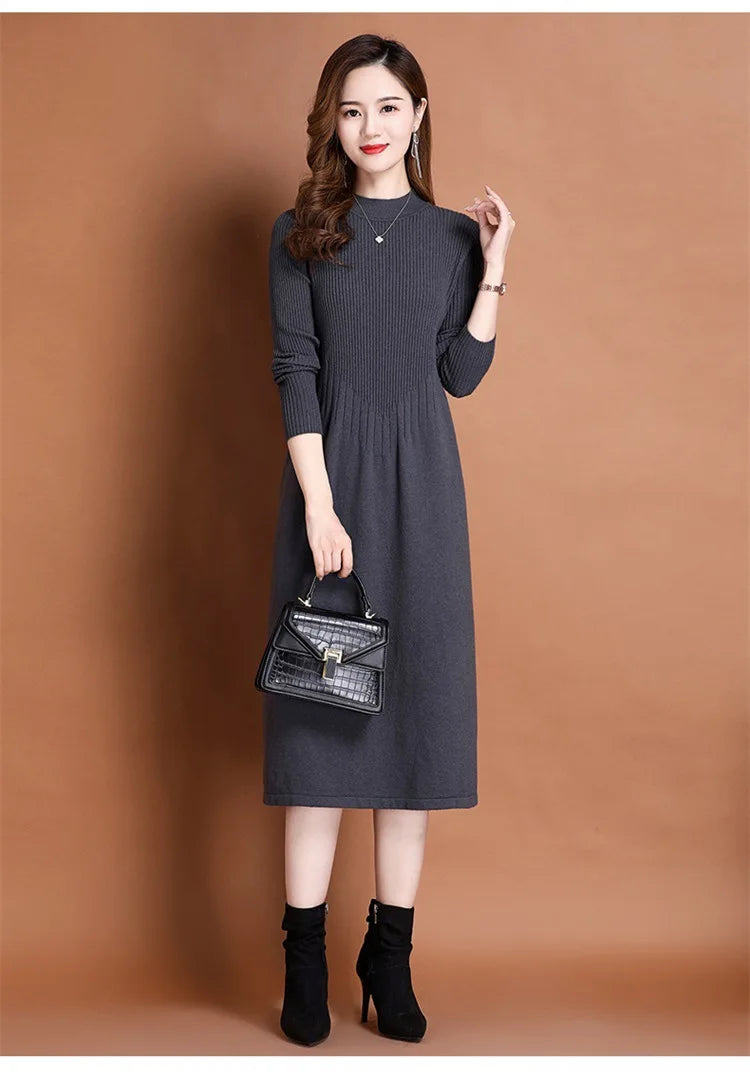 Women's Ankle-Length A-Line Dress with Appliqué