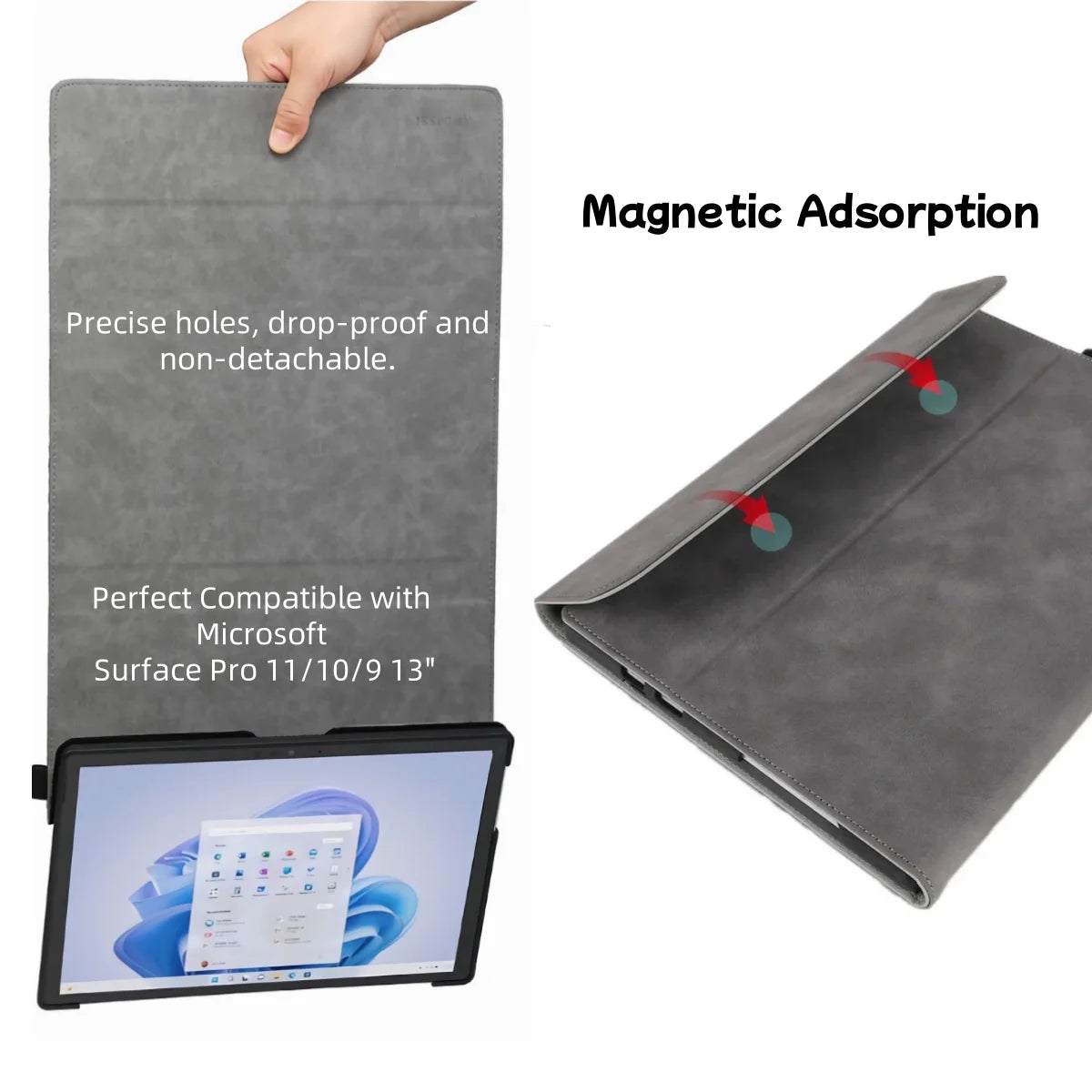 Folio Case for Microsoft Surface Pro 13-inch (12th Edition) 2026 Multi-Angle Stand PU Leather Protective Cover with Pen Holder