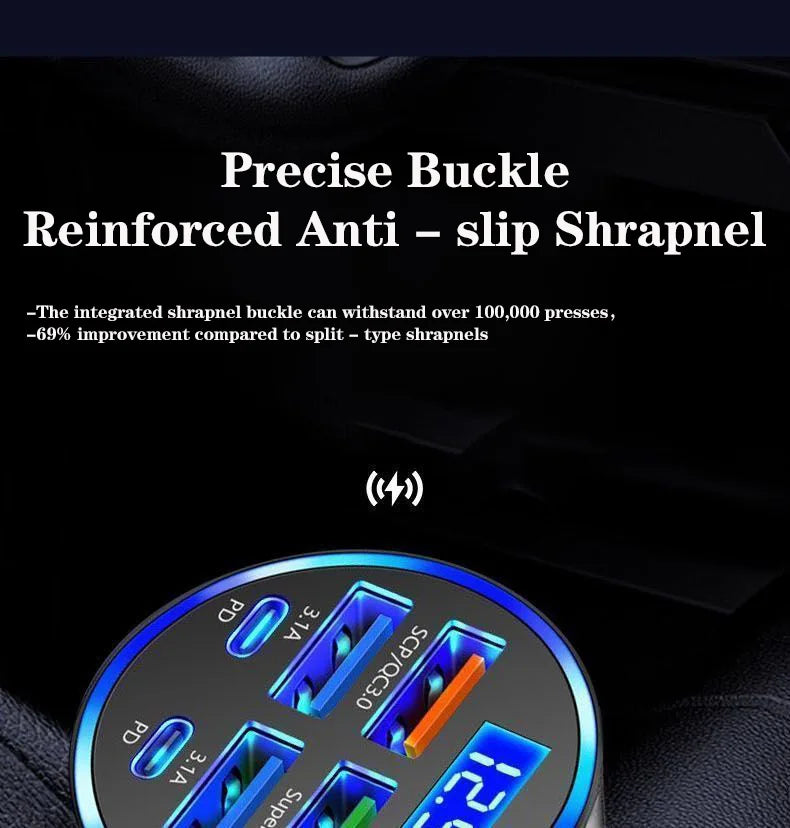 6-Port Car Charger with Digital Display