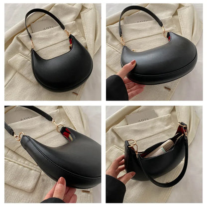 Women's Crescent Moon Shoulder Bag – Soft Vegan Leather Handbag