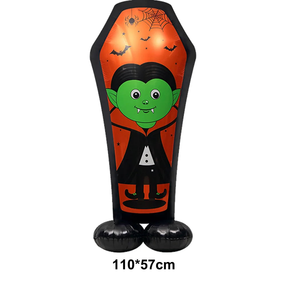 Halloween Standing Foil Balloons – Haunted House, Skull, Witch & Coffin Mylar Decorations
