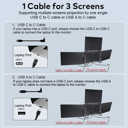 Rospider Extensor portátil de triple pantalla para portátiles – 14" a 18,5", FHD IPS, Plegable, Compatible con MacBook y Windows