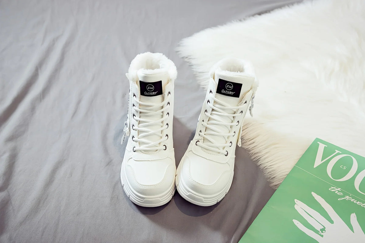 Winter Women Snow Boots Anti‑Slip Warm Fur Lined Martin Boots Casual Ankle Booties Fashion Outdoor Daily Wear Shoes