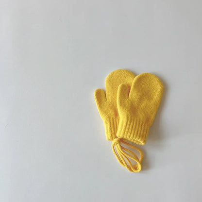 Strickfäustlinge für Babys mit Kordel – Fäustlinge aus Wollmischung für Kleinkinder (Alter 1–4)