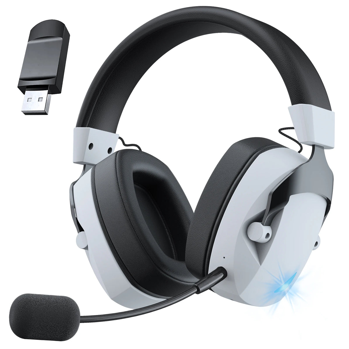 3-Mode Wireless Gaming Headset – 2.4G, Bluetooth & 3.5mm with Detachable Noise-Cancelling Mic