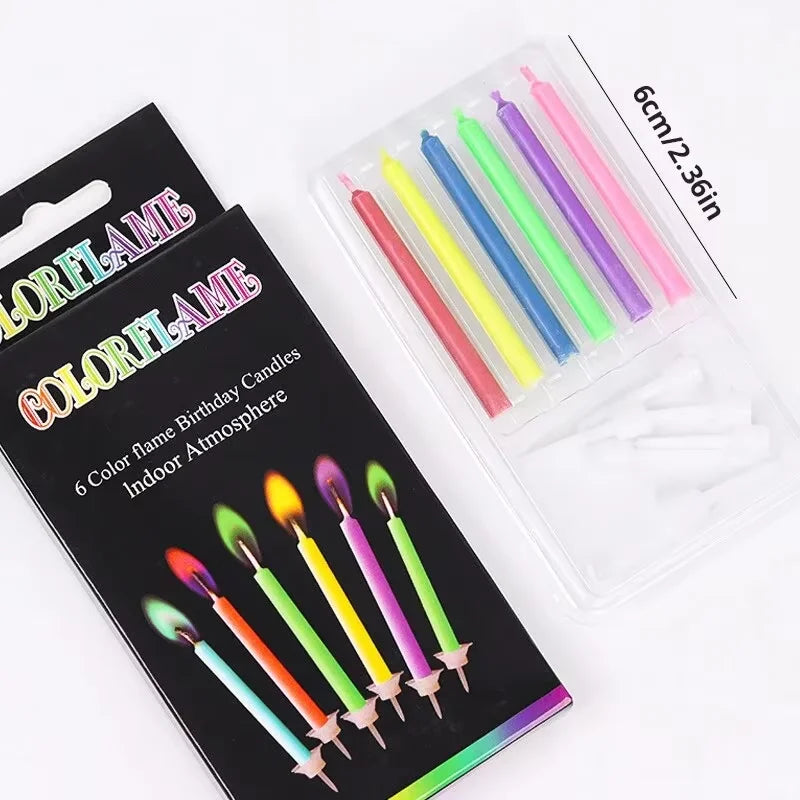 Colorful Flame Candles, Birthday Party Supplies, Wedding Candles, Safety Flames, Dessert Cake Candle Decorations, 6/12/18 Pieces
