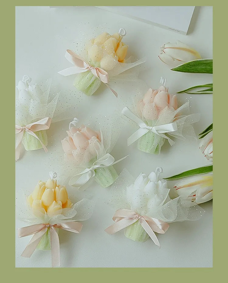 Handmade Tulip Bouquet Candle Scented Candle Aromatherapy Soy Wax Candle Wedding Birthday Candles Party Home Decoration