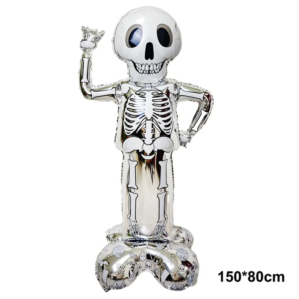 Halloween Standing Foil Balloons – Haunted House, Skull, Witch & Coffin Mylar Decorations