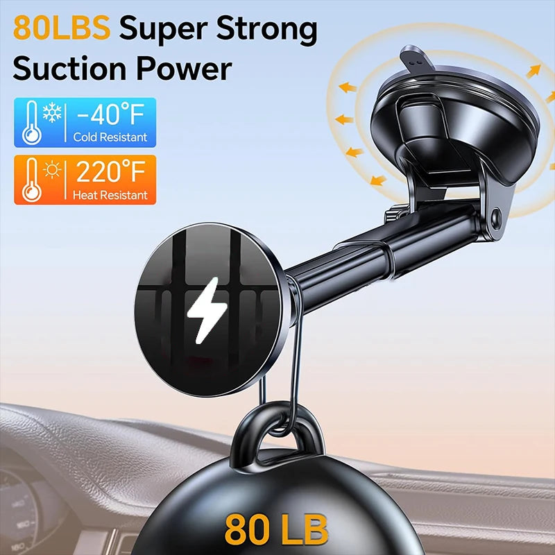 15W Magnetic Dashboard Wireless Car Charger & Mount