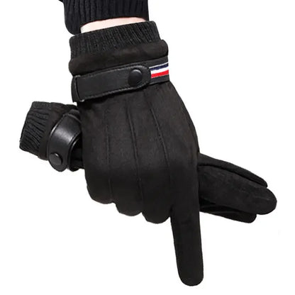 Guantes de invierno para hombre con pantalla táctil, hebilla y tacto de ante