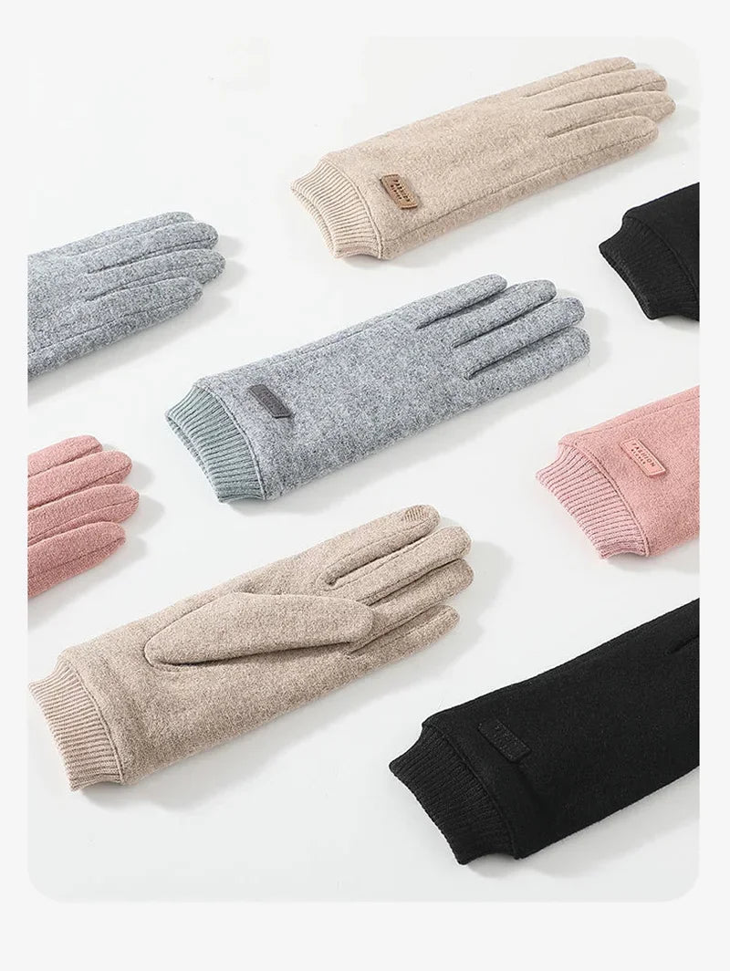 Women's Knit-Cuff Plush Touchscreen Gloves