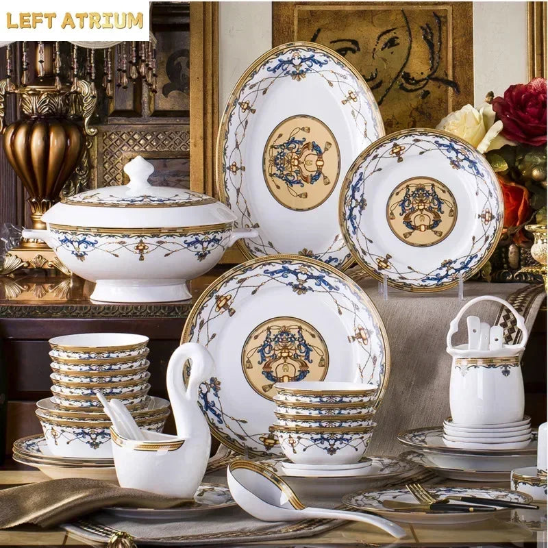 Floral Bone China Dinnerware Set, 56 or 60 Pieces