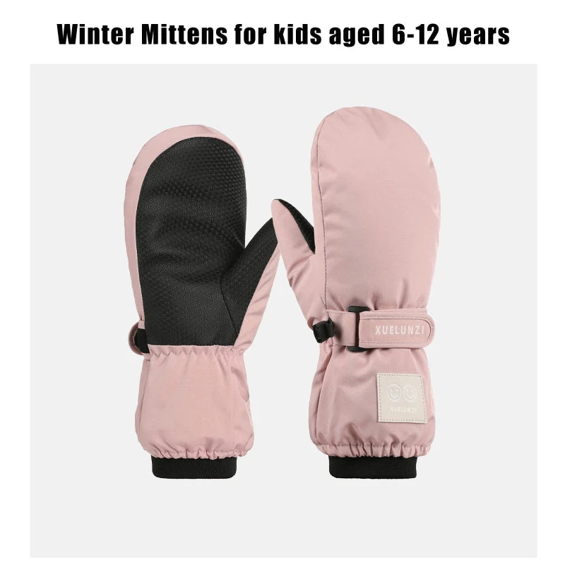 Kids' Waterproof Ski Mittens with Long Cuffs – Ages 6 to 12