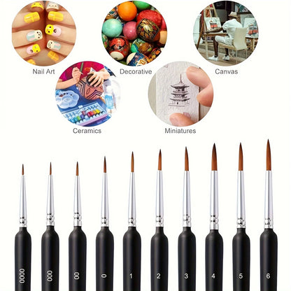 Miniature Detail Paint Brush Set – 10 or 11 Fine-Tip Brushes