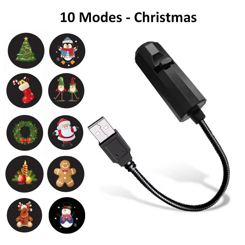 Rotating Christmas Projector Night Light – 4 or 10 Pattern Modes