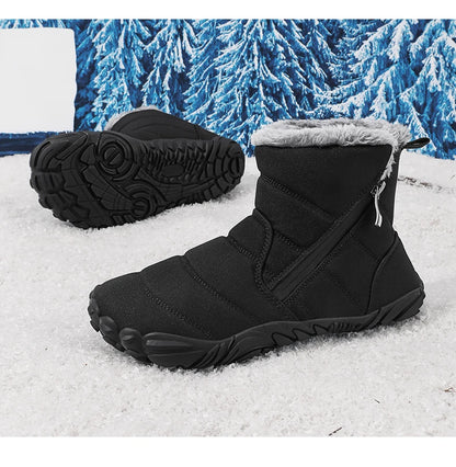 Botas de nieve de invierno para niños con puntera ancha y forro de felpa