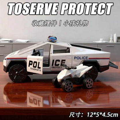 1:36 Police Pickup Die-Cast Toy with Mini ATV – Pull-Back Model