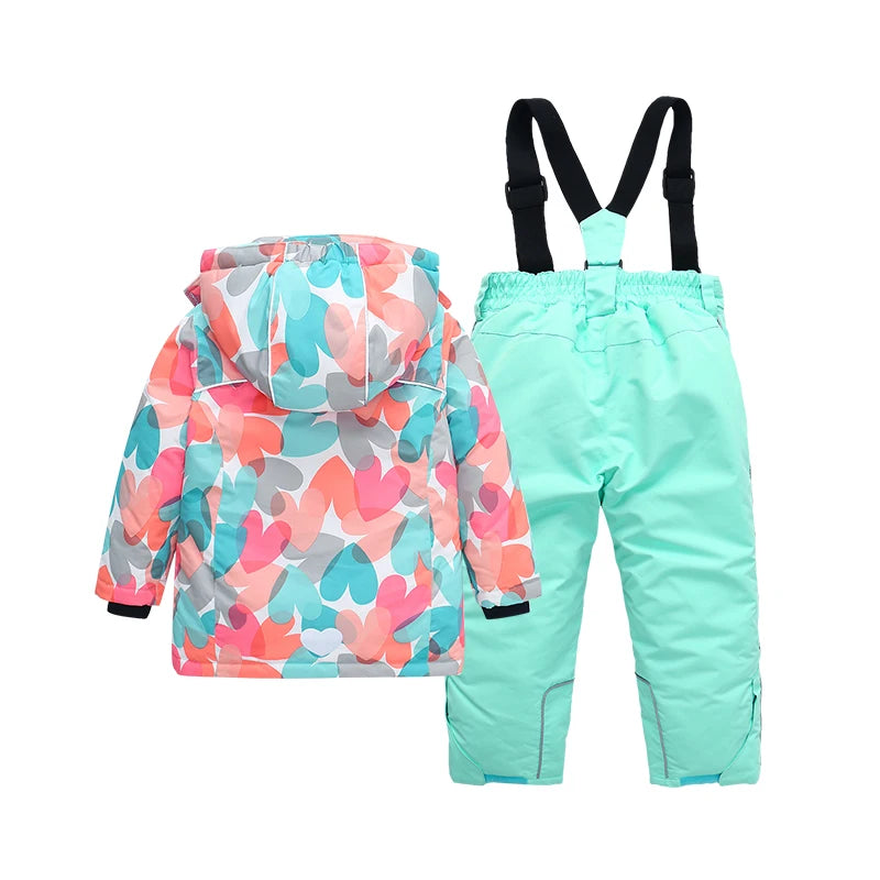 Girls Ski Suits Set Snowboard Coat Pant Waterproof Windproof Warm Children Outdoor Sportwear Young Teen Snowboard Skiing Suit