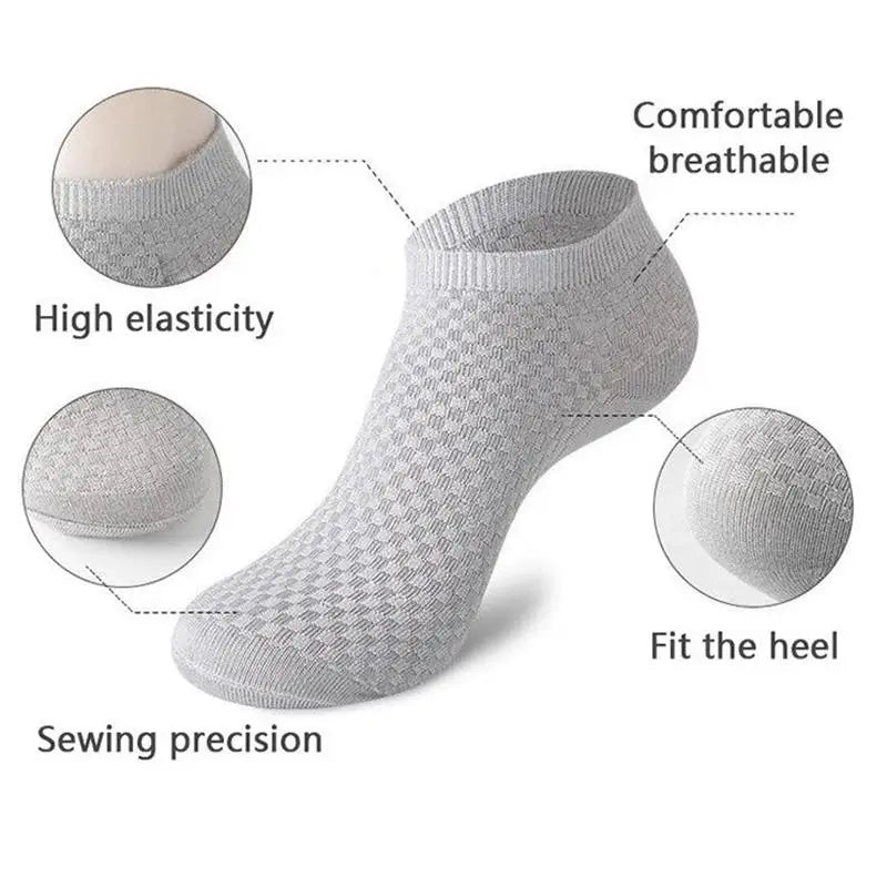 Men's Bamboo Low-Cut Socks – 5 Pairs, Soft & Breathable